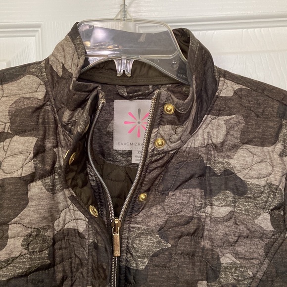 ISAAC MIZRAHI LIVE Green Camo Print Quilted Long Sleeve Zipper Front Jacket XS - Picture 7 of 13